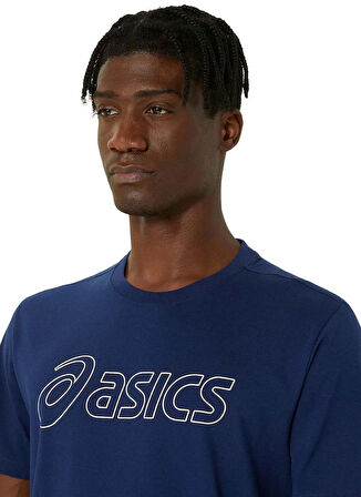 2031E188-402 ASICS LOGO SS TEE Mavi Erkek Yuvarlak Yaka Normal Kalıp  T-Shirt