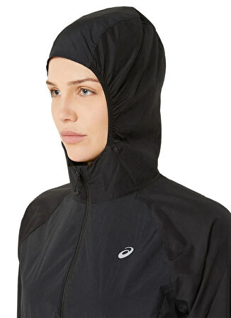 2012D076-001 ROAD PACKABLE JACKET Siyah Kadın Kapüşon Yaka Normal Kalıp  Rüzgarlık