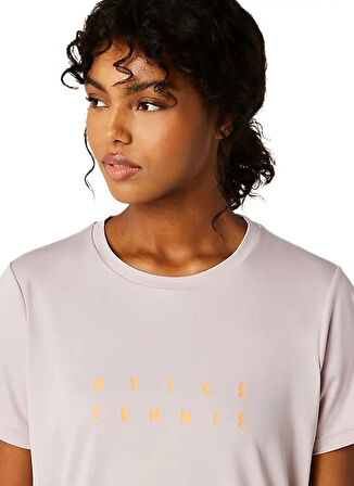 2042A259-704 WOMEN COURT GRAPHIC TE Bej Kadın Yuvarlak Yaka Normal Kalıp T-Shirt