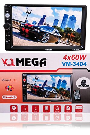 MEGA Vm-3404, 4x52 W, Dokummatik Araba, Oto Teyp Dokunmatik, Usb Girişli, Bluetooth, Mp3, Aux, Rady