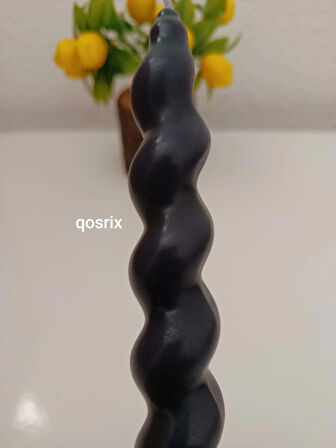 qosrix Antrasit Gri Italyan Burgulu Şamdan Soya Mumu Doğal Kokulu Çubuk Konik Burgu Spiral Mum Dekoratif 1 Adet