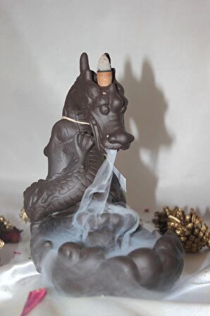 Ejderha Budha Geri Akış Tütsülük Buda Ters Akış Tütsü Seramik Feng Sui