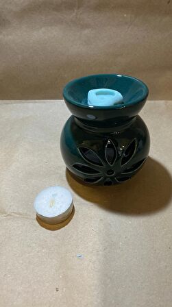 Buhardanlık ebru boyama lotus çiçeği seramik buhurdanlık hand made el işi