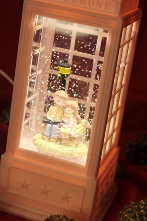 Kar Küresi led Işıklı Telefon Kulubesi Müzikli Ve Püskürtmeli Sevgili