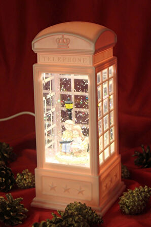 Kar Küresi led Işıklı Telefon Kulubesi Müzikli Ve Püskürtmeli Sevgili