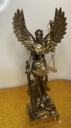 Dekoratif Avukat Adalet Kadın Heykeli Themis Terazi Kanatlı