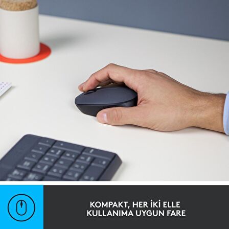 Logitech MK235 USB Kablosuz Türkçe Klavye Mouse Seti - Antrasit Gri