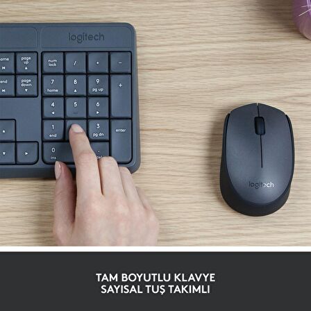 Logitech MK235 USB Kablosuz Türkçe Klavye Mouse Seti - Antrasit Gri