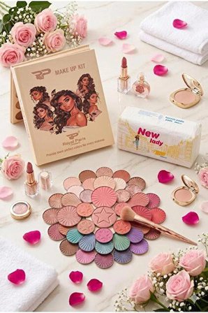 Makyaj Kitapı 5'li Palet Seti – Göz Farı, Ruj, Highlighter, Allık + NEW LADY HİJENİK PEDİ (HEDİYE)
