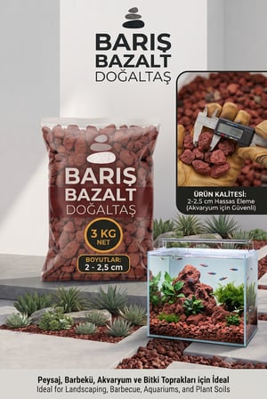 Doğal Volkanik Taşı Kırığı 2-2,5 cm Dekoratif Bahçe Saksı Teraryum Akvaryum Taşı 3 KG