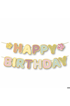 ÖZEL KESİM MAKARON HAPPY BIRTHDAY BANNER