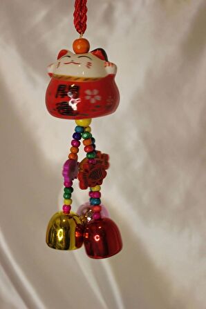 Deprem Zili Çanı Kapı Çanı Rüzgar Çanı Zili Feng Shui Yin Yang Çağıran Kedi Maneki Neko