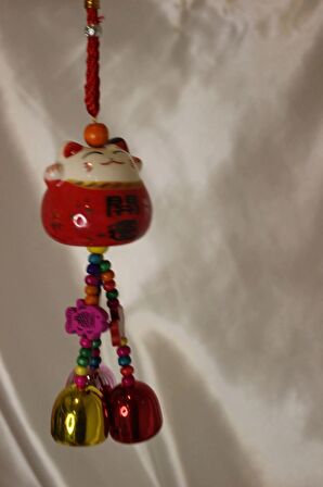 Deprem Zili Çanı Kapı Çanı Rüzgar Çanı Zili Feng Shui Yin Yang Çağıran Kedi Maneki Neko