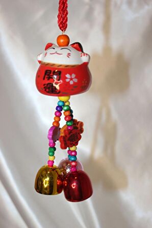 Deprem Zili Çanı Kapı Çanı Rüzgar Çanı Zili Feng Shui Yin Yang Çağıran Kedi Maneki Neko