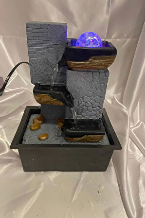 Feng Shui Su Şelalesi Akan Su Objesi Renkli Işıklı Kristal Toplu