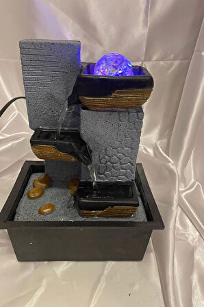 Feng Shui Su Şelalesi Akan Su Objesi Renkli Işıklı Kristal Toplu