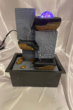 Feng Shui Su Şelalesi Akan Su Objesi Renkli Işıklı Kristal Toplu