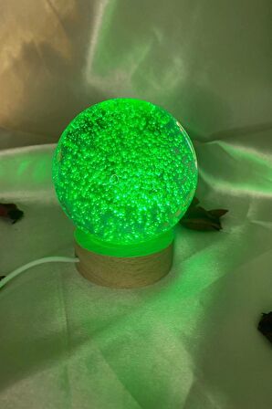 3D Led Işık Cam Küre Çok Işıklı Ahşap Hava Kabarcık Büyük Boy 8cm