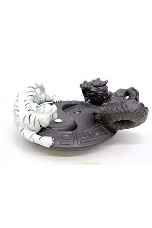 Feng Shui Ejderha Beyaz Kaplan Yin Yang Geri Akış Tütsü