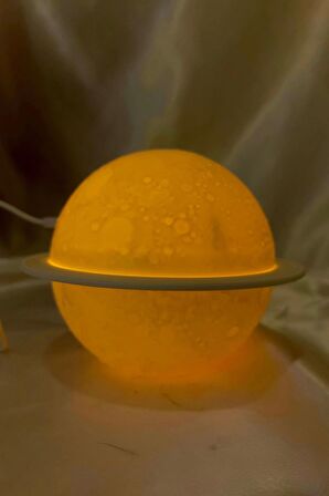 Difüzör Ay Temalı 3 Renk Led Işıklı Soğuk Buhar Nemlendirici 3D