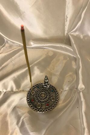 Çubuk Tütsülük İşlemeli Çelik Buda Budha Konik Tütsülük