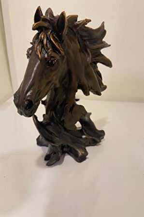 At Kafası Kaideli At Başı Biblo Ahşap Görünümlü El İşi Polyester