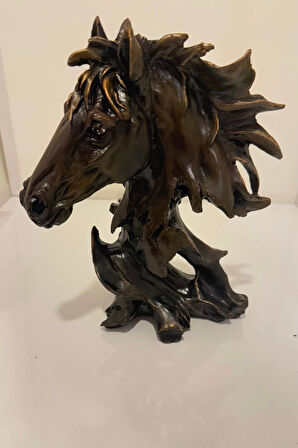 At Kafası Kaideli At Başı Biblo Ahşap Görünümlü El İşi Polyester