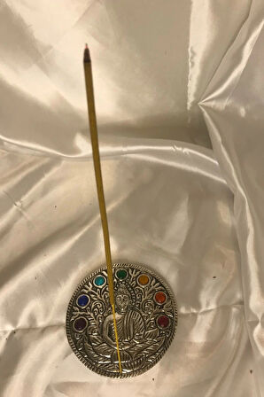 Çubuk Tütsülük İşlemeli Çelik Buda Budha Konik Tütsülük Yuvarlak 7 Çakra