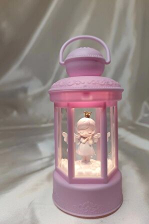Yılbaşı Noel fener Tasarımlı Kar Küresi Anime Karakter Işık pembe