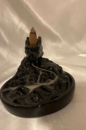 Dragon Ejderha Budha Geri Akış Tütsülük Şelale Ters Akış Tütsü Seramik Feng Şui Seramik Siyah