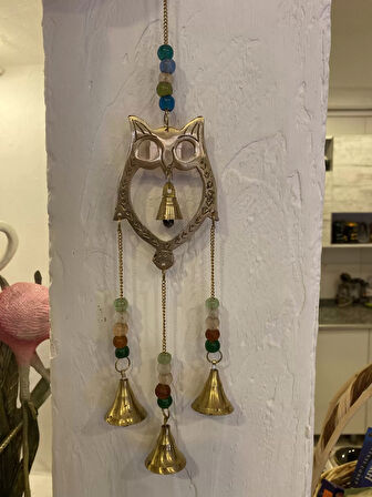 Rüzgar çanı deprem zili çanı kapı zili Pirinç Baykuş