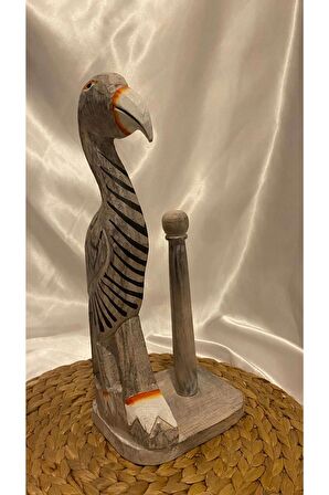 Peçetelik Kağıt Havluluk Filamingo Kuş Figürlü Açık Gri