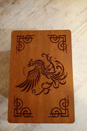 Tarot Kutusu Sunak Run Taşları Kutusu El İşi Anka Kuşu Ahşap