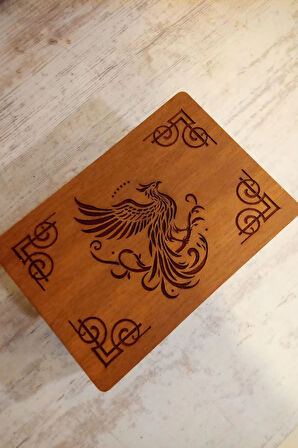 Tarot Kutusu Sunak Run Taşları Kutusu El İşi Anka Kuşu Ahşap