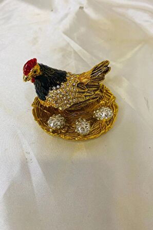 Feng Shui Ejderha Yılı Koruyucu Bereket Zenginlik Sembolü Altın Yumurtlayan Tavuk Swaroski Taşlı