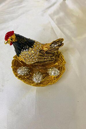 Feng Shui Ejderha Yılı Koruyucu Bereket Zenginlik Sembolü Altın Yumurtlayan Tavuk Swaroski Taşlı
