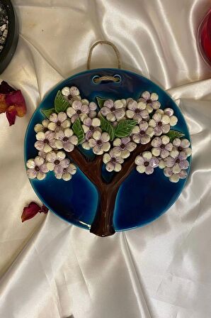 Yaşam Ağacı Nazar Ağacı Seramik Duvar Panosu Beyaz
