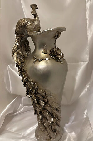 Tavuskuşu Vazo El İşi Siyah