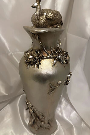 Tavuskuşu Vazo El İşi Siyah