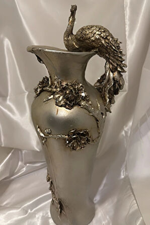 Tavuskuşu Vazo El İşi Siyah