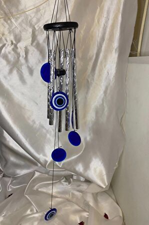 Deprem Zili Çanı Duvar Rüzgar Çanı Zili Feng Shui Ejderha Yılı Koruyucu 5 Borulu Çanlı Nazar Boncuğu Objeli