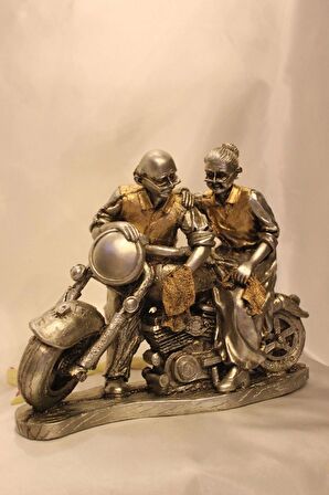 Motorlu İhtiyar Delikanlı Sevgili Çİft Gümüş