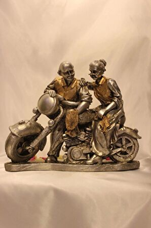 Motorlu İhtiyar Delikanlı Sevgili Çİft Gümüş