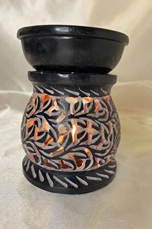 Buhardanlık Obsidye taşı El İşi Feng Shui Çiçek sembolü Buhurdanlık