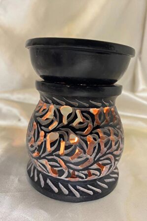 Buhardanlık Obsidye taşı El İşi Feng Shui Çiçek sembolü Buhurdanlık