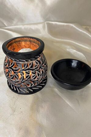 Buhardanlık Obsidye taşı El İşi Feng Shui Çiçek sembolü Buhurdanlık