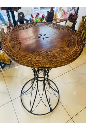 Masa Ferforje El İşi Ahşap Masa Bar Masası