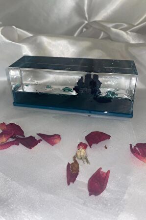 Batmayan Gemi Karayip Korsanları Siyah İnci Akvaryum İçinde Lüks Hediyelik 14x5x4 cm