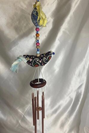 Deprem Çanı Rüzgar Zili Feng Shui Bze Nazar Boncuk 5 Metal Borulu