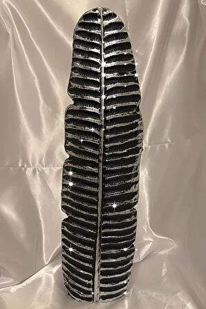 Yaprak Vazo Siyah Gümüş Vazo 57cm